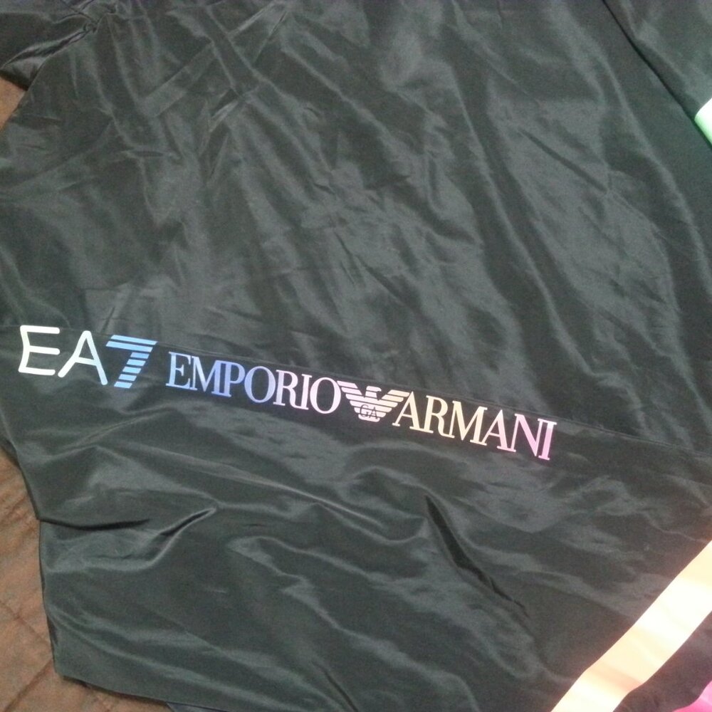 Emporio Armani EA7 Track Jacket Windbreaker Women's L/XL Athletic Rainbow Hooded - Picture 5 of 14